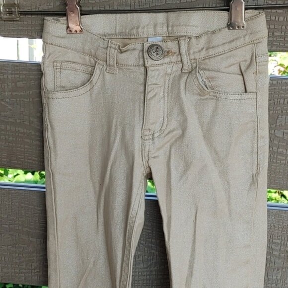 U toddler girls skinny leg stretch‎ pant gold 5 - Picture 2 of 9